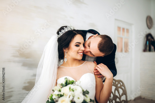 Pretty young wedding couple