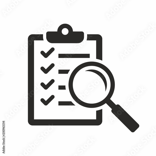 Tableau sur toile Magnifier assessment checklist icon