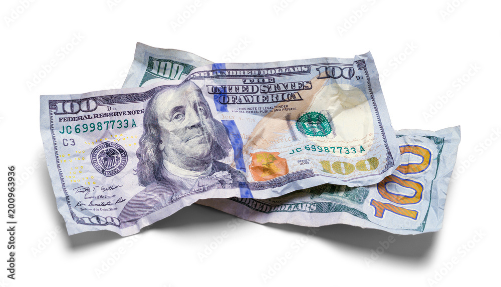 Two Crushed Hundred Dollar Bills Two Crushed Hundred Dollar Bills