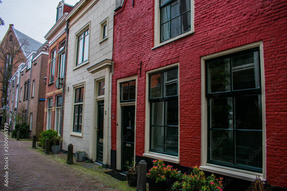 Red Old Houses Streets Haarlem City Colored Holland Stone Bricks Red Old Houses Streets Haarlem City Colored Holland Stone Bricks