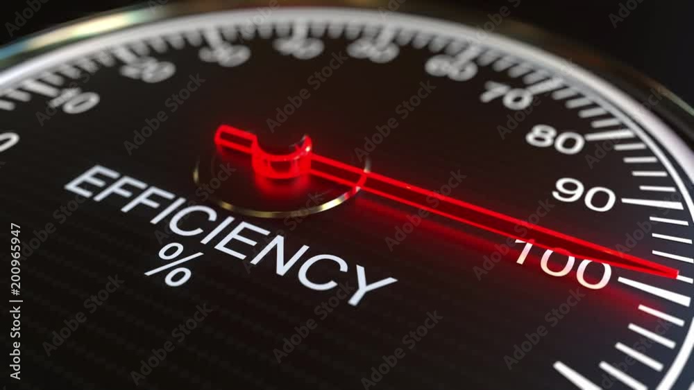 Efficiency meter or indicator conceptual animation