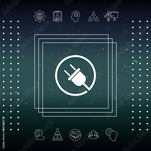 Plug in round icon