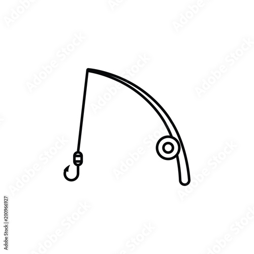 fishing rod icon. Element of diving, fishing and hunting for mobile concept and web apps. Thin line icon for website design and development; app development. Premium icon
