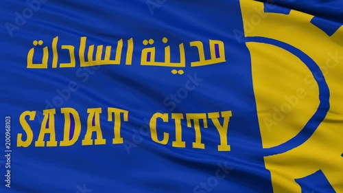 Sadat closeup flag, city of Egypt, realistic animation seamless loop - 10 seconds long photo