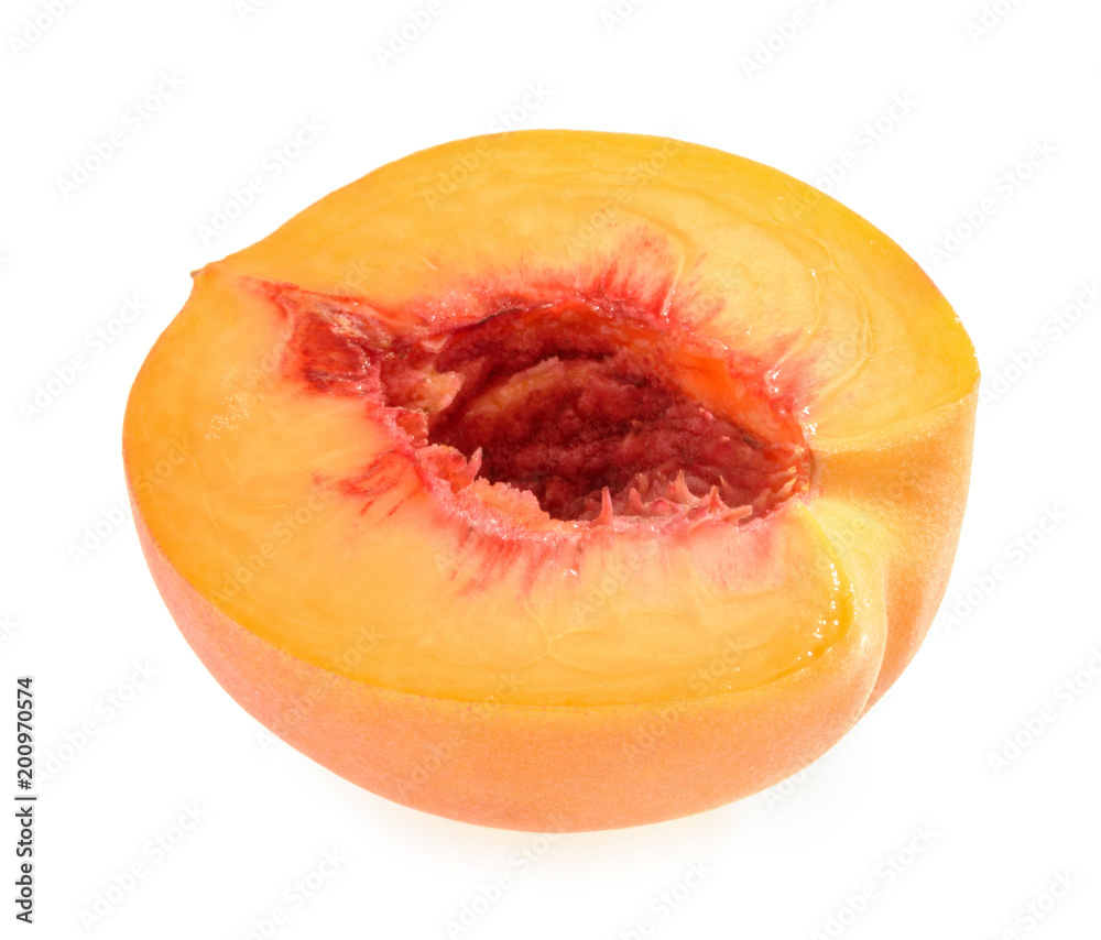 Peach slice isolated on white background Peach slice isolated on white background