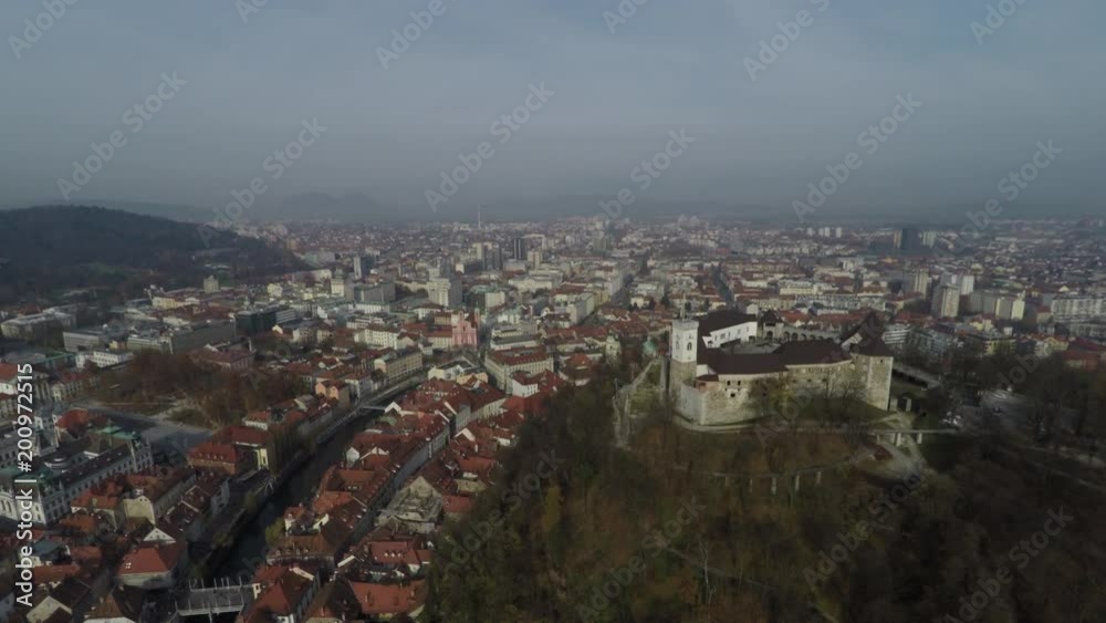 Aerial view of Ljubljana Castle and the city Aerial view of Ljubljana Castle and the city