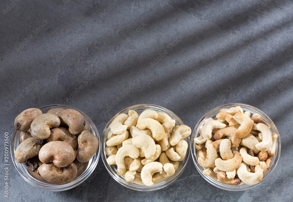 Natural and roasted cashew nut - Anacardium occidentale Natural and roasted cashew nut - Anacardium occidentale