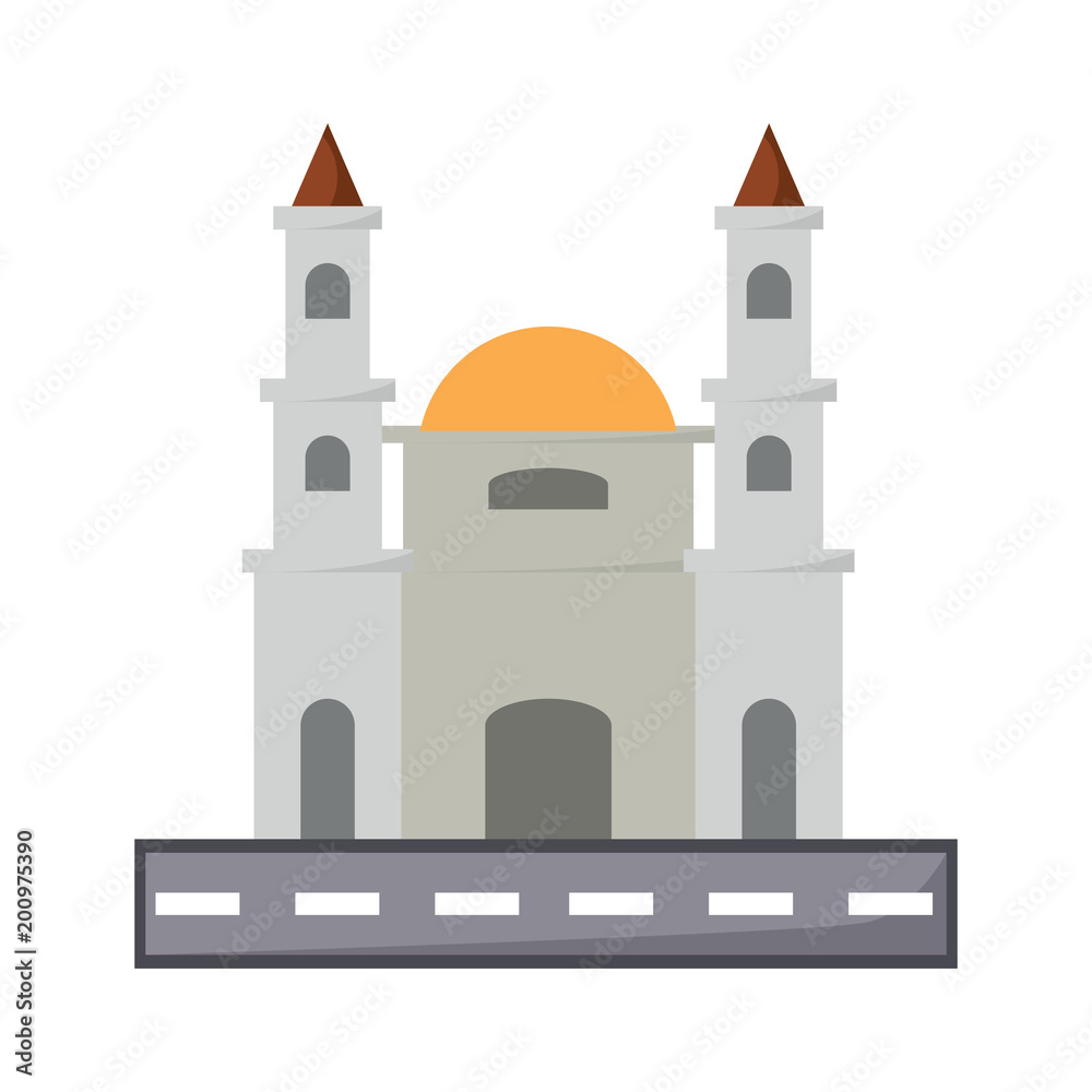 Mexico City Metropolitan Cathedral icon over white background, colorful design. vector illustration