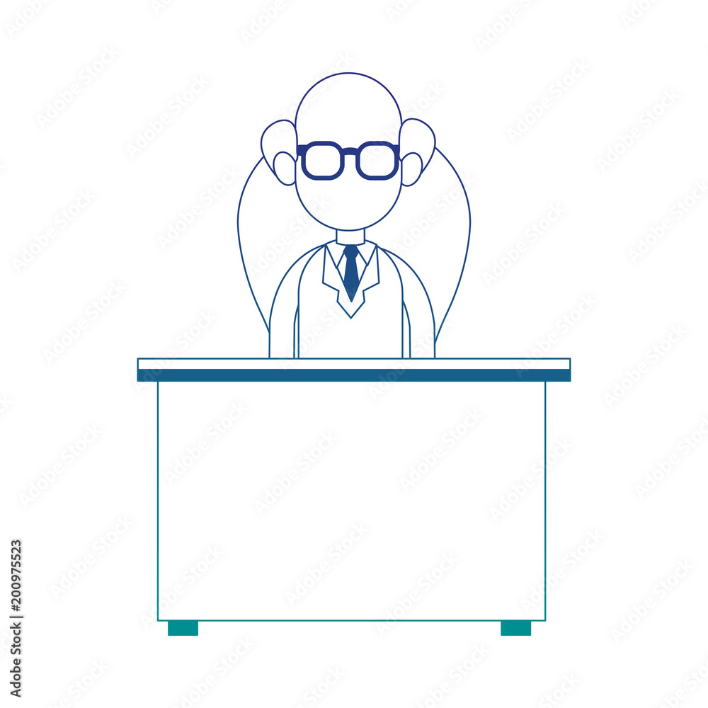 Doctor seated at office vector illustration graphic design
