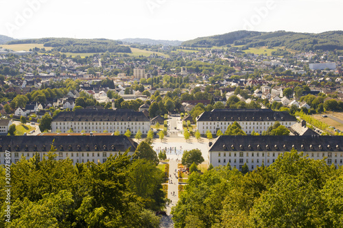 Hemer, Sauerland, North Rhine Westphalia ,Germany - August 16 2013: Panoramic View over Hemer city during summer