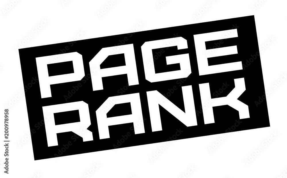 Page rank typographic sign. Mosern black and red stamp.