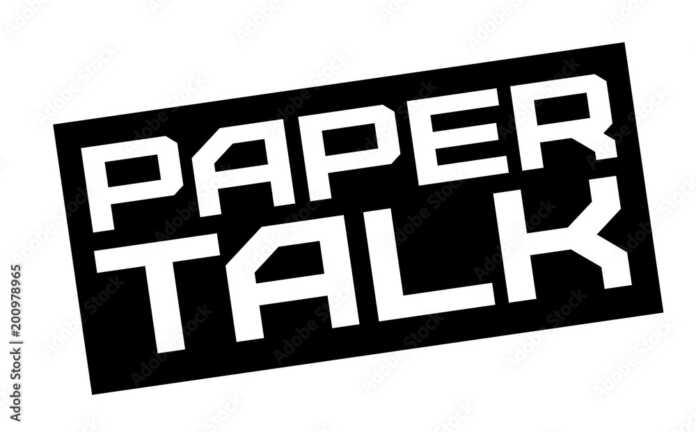 Paper talk typographic sign. Mosern black and red stamp. Paper talk typographic sign. Mosern black and red stamp.