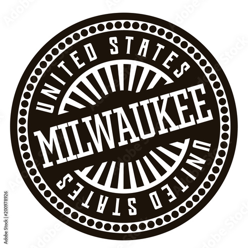 Milwaukee black and white badge. Geographic series. photo