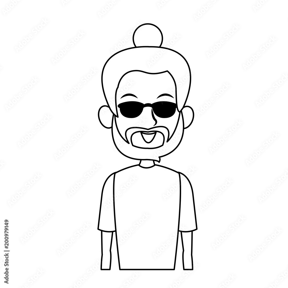 Young man with sunglasses vector illustration graphic design