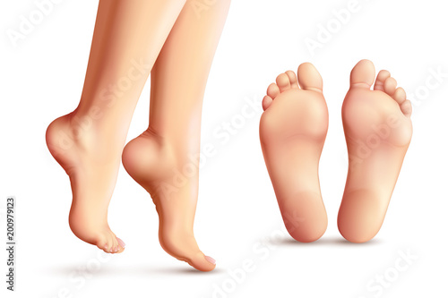 Realistic Female Feet Set photo