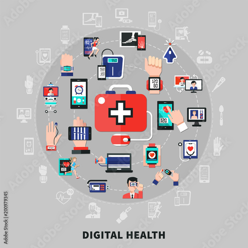 Digital Health Fat Symbols Circle