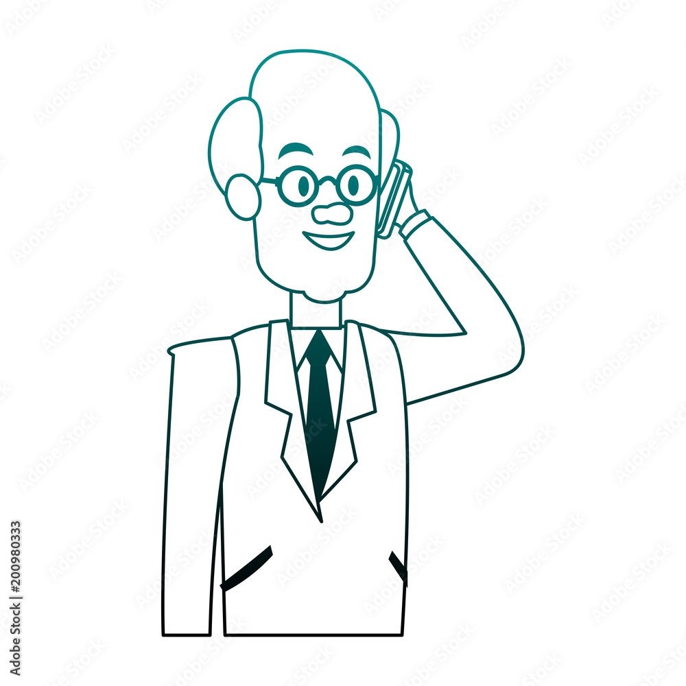 Businessman calling with smartphone vector illustration graphic design