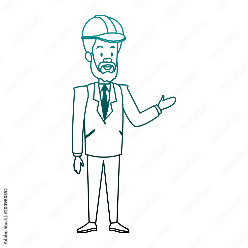 Engineer male cartoon vector illustration graphic design
