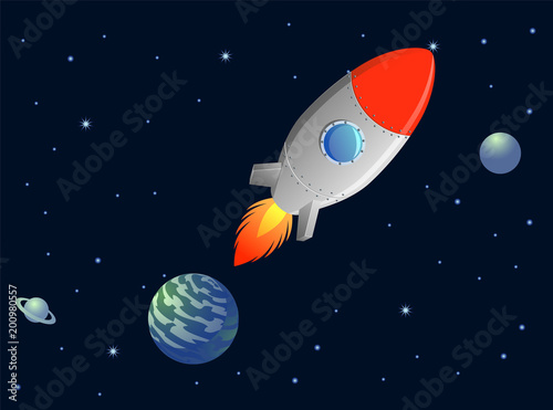 Rocket leaving the planet vector