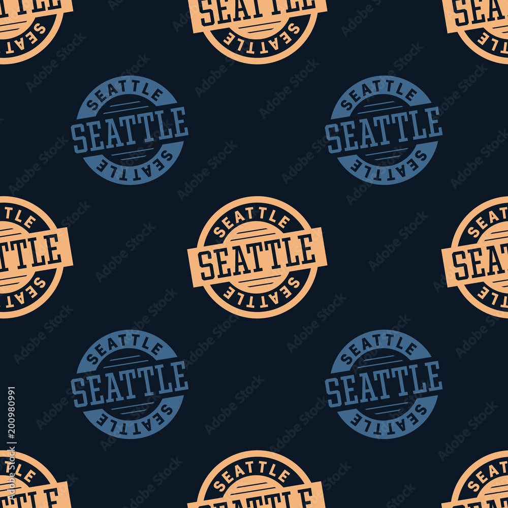 Seattle seamless pattern. Seamless badge pattern, backdrop for your design.