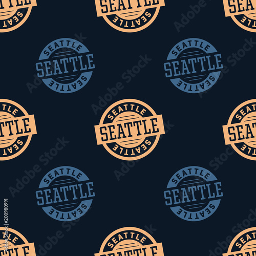 Seattle seamless pattern. Seamless badge pattern, backdrop for your design.