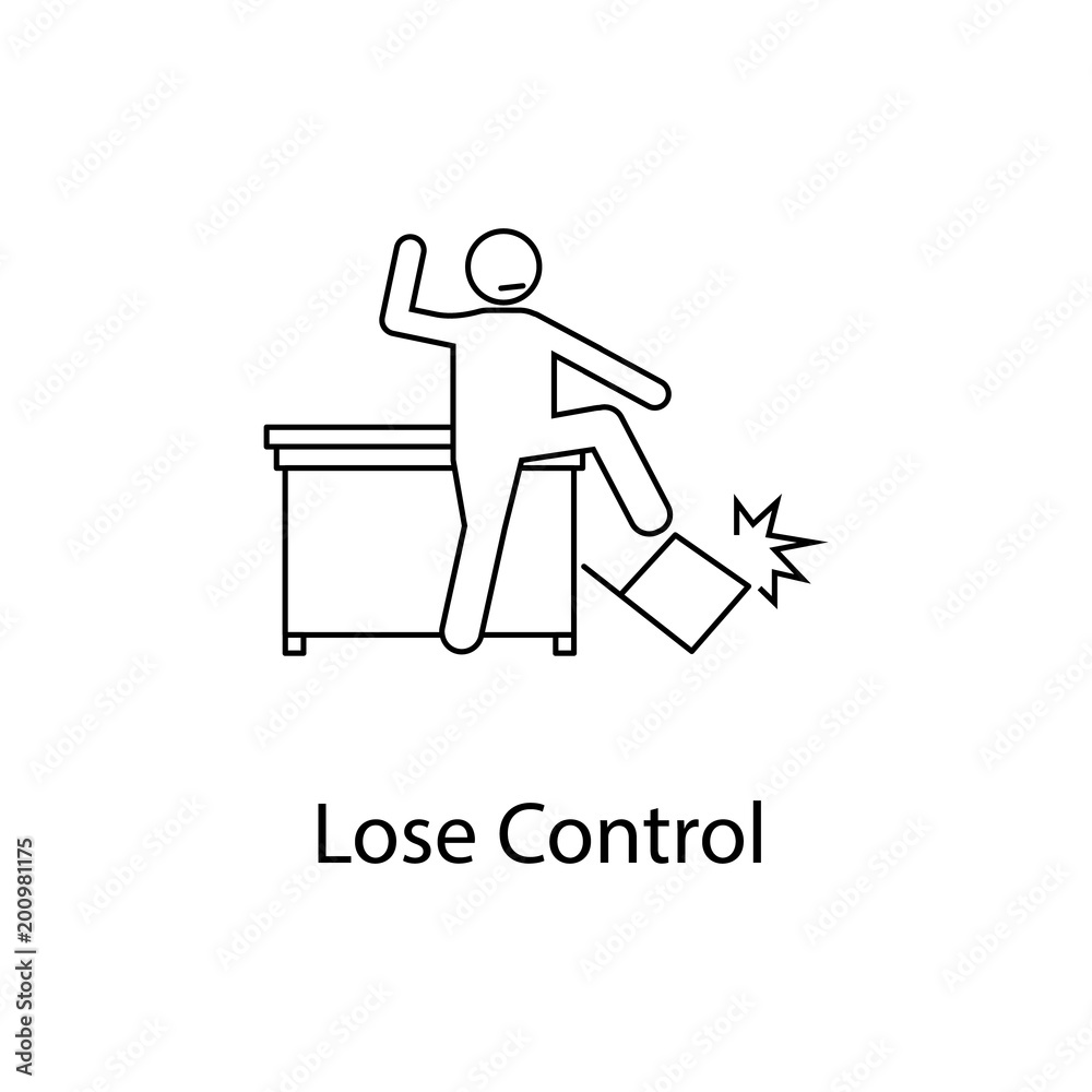 worker is losing control icon. Element people at the workplace for mobile concept and web apps. Thin line icon for website design and development; app development. Premium icon worker is losing control icon. Element people at the workplace for mobile concept and web apps. Thin line icon for website design and development; app development. Premium icon