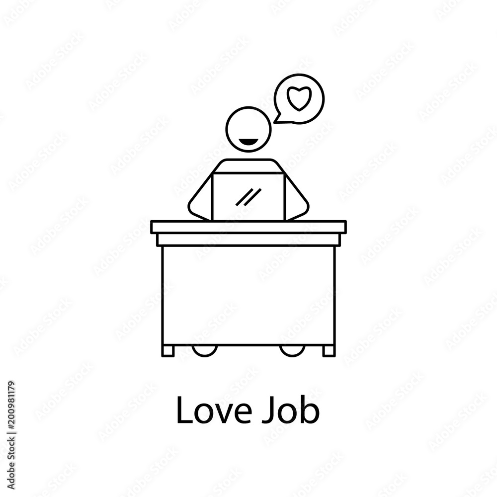 worker is love job icon. Element people at the workplace for mobile concept and web apps. Thin line icon for website design and development; app development. Premium icon worker is love job icon. Element people at the workplace for mobile concept and web apps. Thin line icon for website design and development; app development. Premium icon
