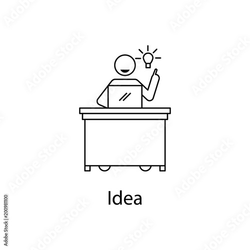 worker with idea icon. Element people at the workplace for mobile concept and web apps. Thin line icon for website design and development; app development. Premium icon