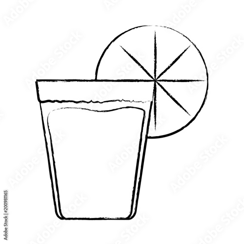 sketch of tequila shot icon over white background, vector illustration