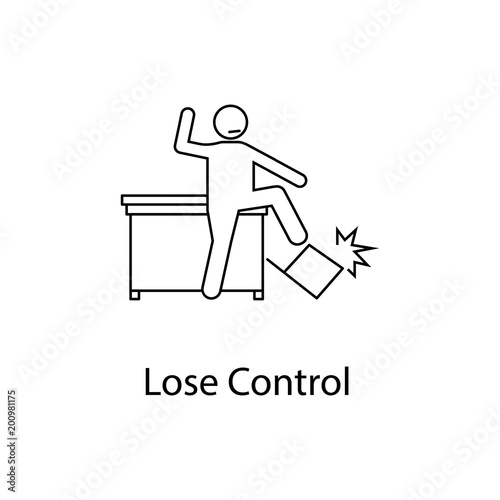 worker is losing control icon. Element people at the workplace for mobile concept and web apps. Thin line icon for website design and development; app development. Premium icon