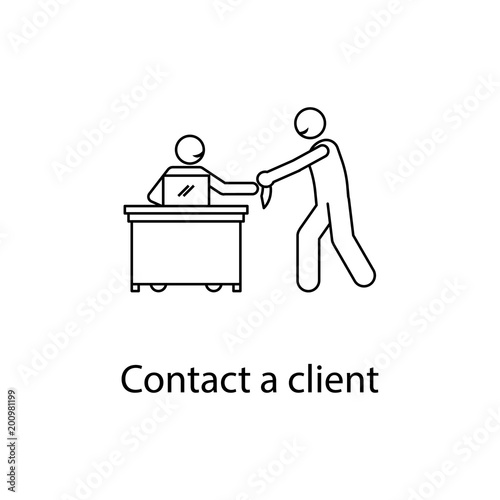worker in contact with client icon. Element people at the workplace for mobile concept and web app. Thin line icon for website design and development; app development. Premium icon