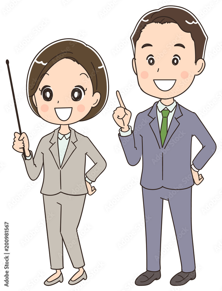 案内するベテラン社員 男女のイラスト Stock Vector Adobe Stock