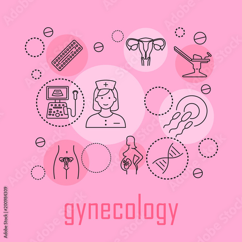 Gynecology poster with flat icons