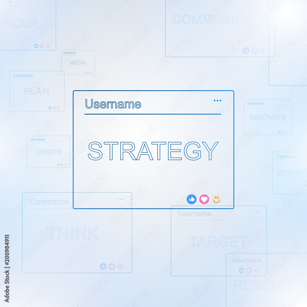 Blue text boxes with online business concept on white background