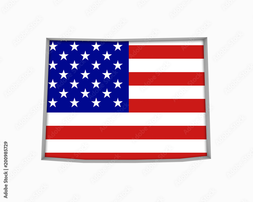 Obraz premium Wyoming WY USA Flag Stars Stripes Map 3d Illustration