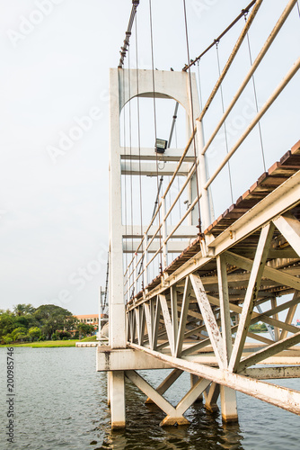 Suspension bridge in Nong Somboon lake photo