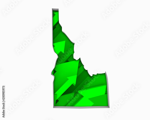 Idaho ID Arrows Map Growth Increase On Rise 3d Illustration