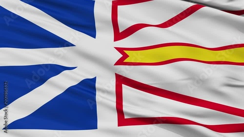 Newfoundland and Labrador closeup flag, city of Canada, realistic animation seamless loop - 10 seconds long photo