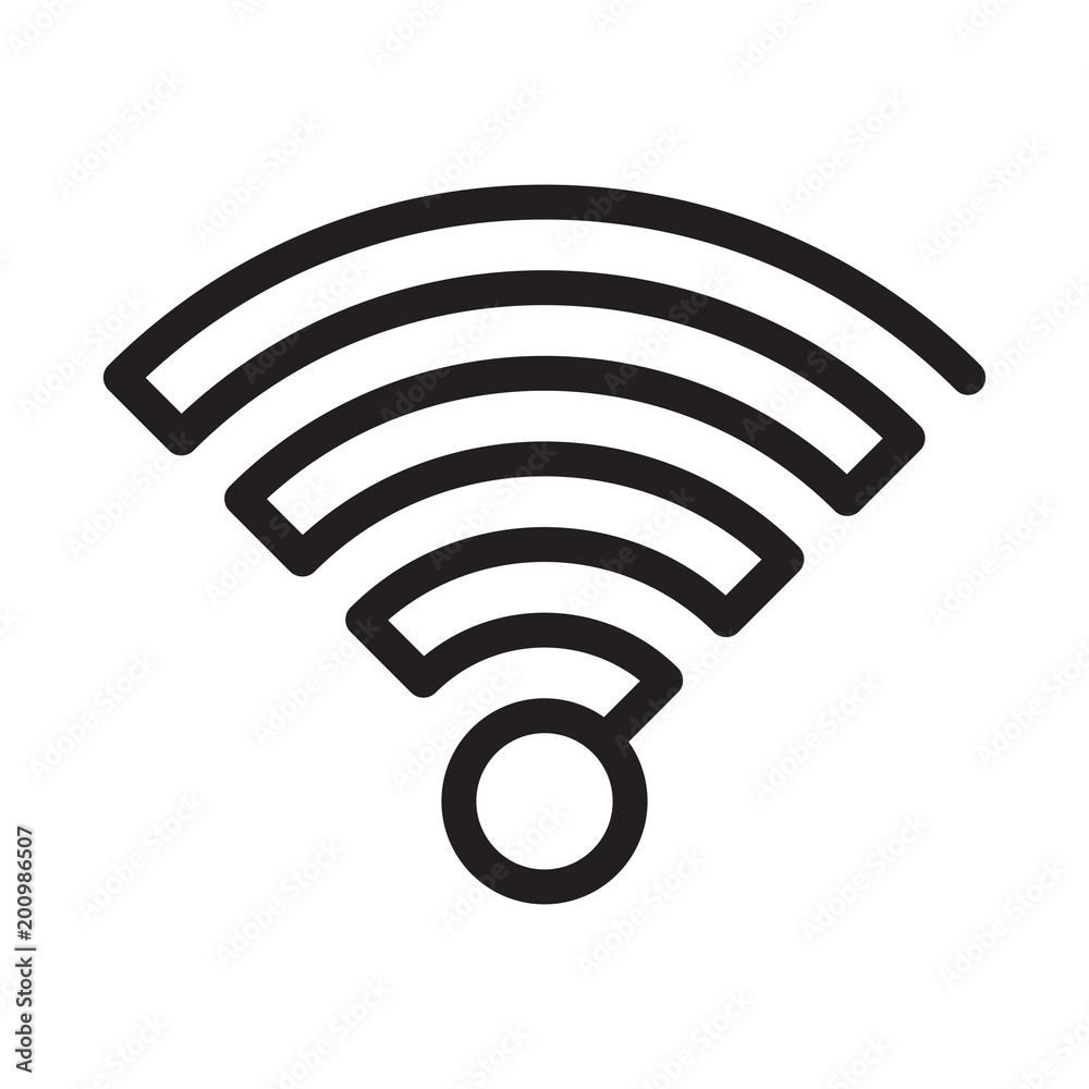 Vector simple black wifi icon made of one line on white background. Vector simple black wifi icon made of one line on white background.