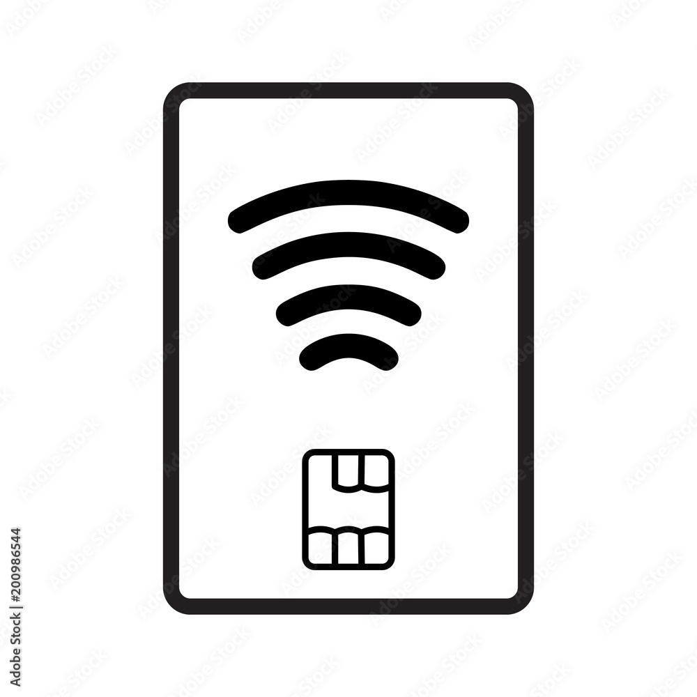 Vector contacless payment card with sim on white background Vector contacless payment card with sim on white background