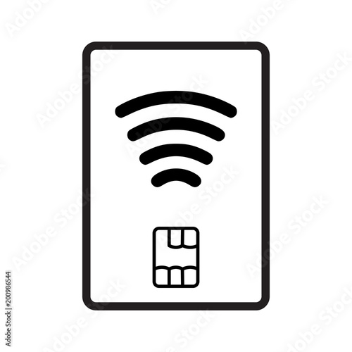 Vector contacless payment card with sim on white background