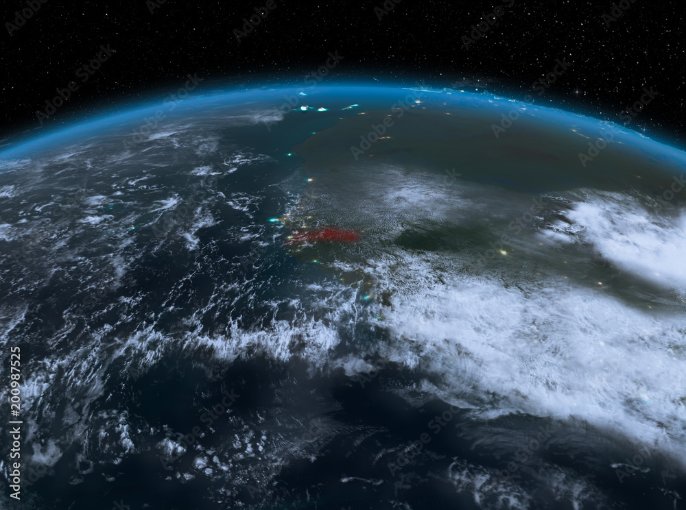 Fototapeta premium Gambia from space at night