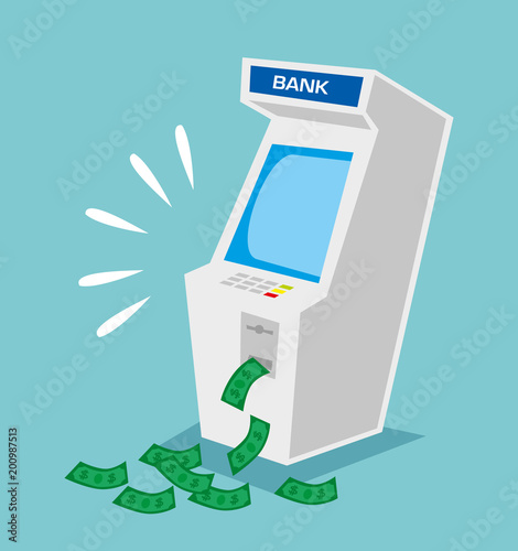 atm machine with a lot of dollars