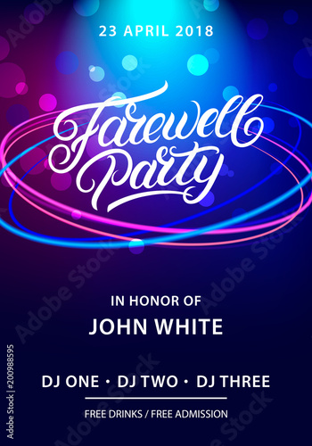 Farewell party hand written lettering.