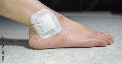 Gauze bandage on pain wound skin