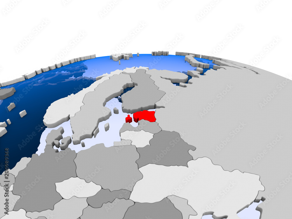 Fototapeta premium Latvia on political globe
