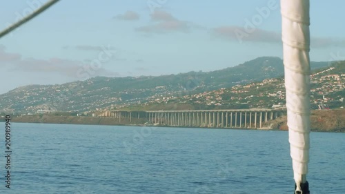 View of airplane landing in international Madeira airport