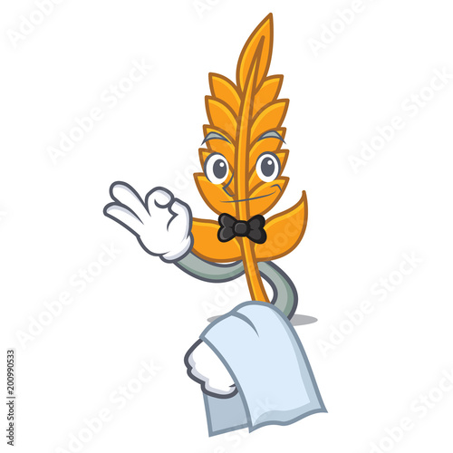 Waiter wheat mascot cartoon style