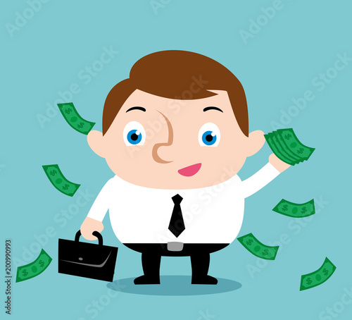 businessman happy with a lot of money