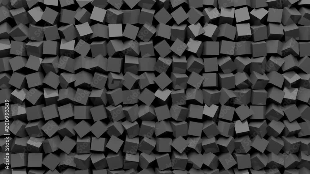 Small grey cubes rotate and twist (Loop).